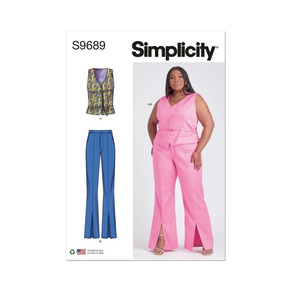 Simplicity S9689 Sewing Pattern Misses Vest Tailored Pants‎ Sizes 20W-28W Plus